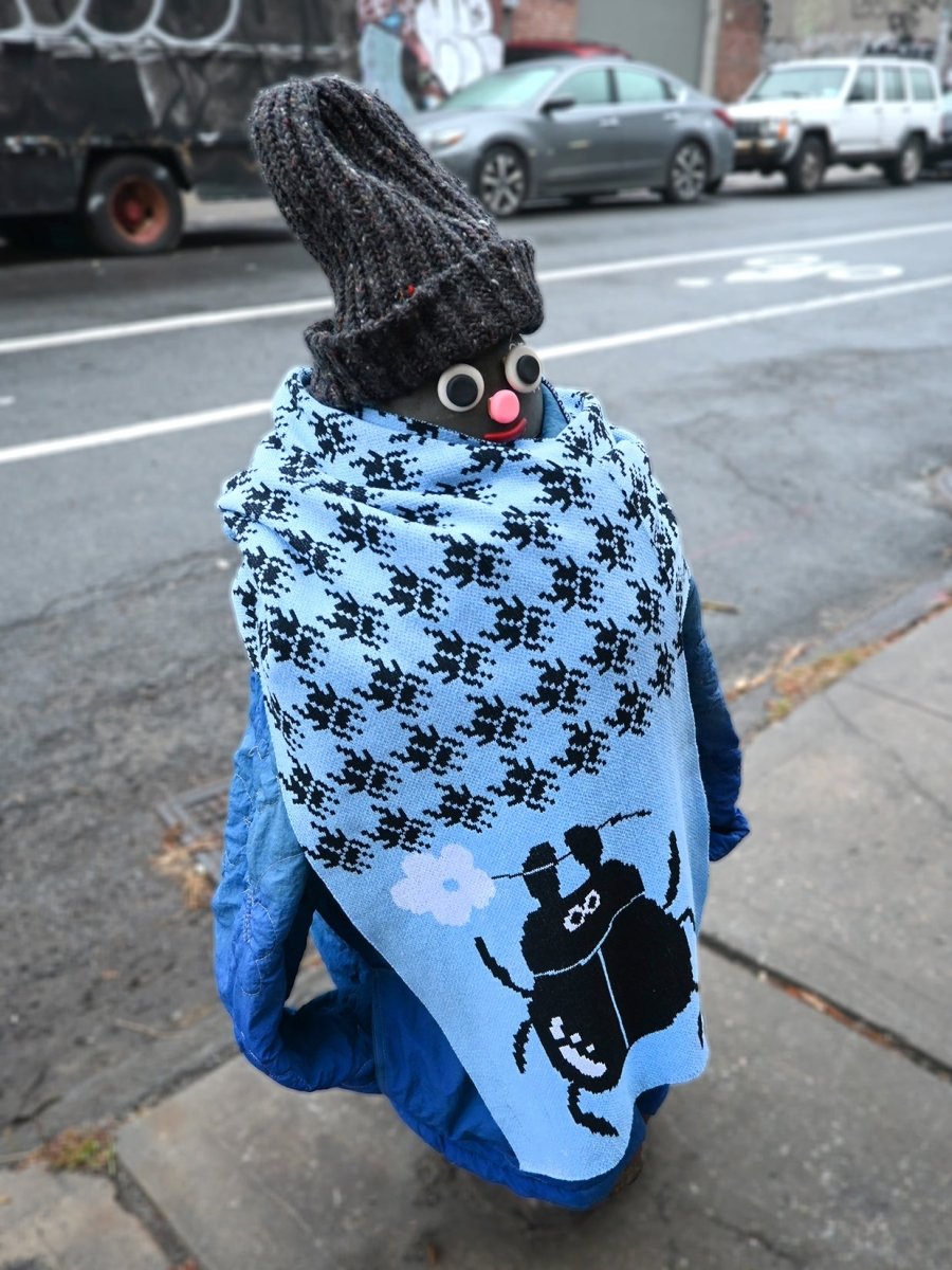 "Beetletooth" Jumbo scarf. Made on Long Island, New York, USA, with recycled cotton and recycled polyester. Designed in NYC by Ho Hos Hole in The Wall. 78" x 12"