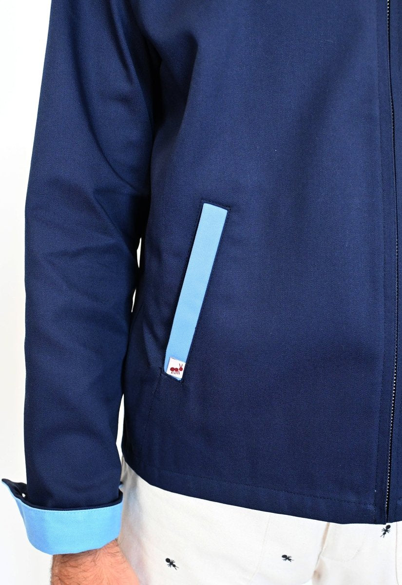 HO HOS HOLE IN THE WALL ho hos nyc color block navy jacket fire ant label